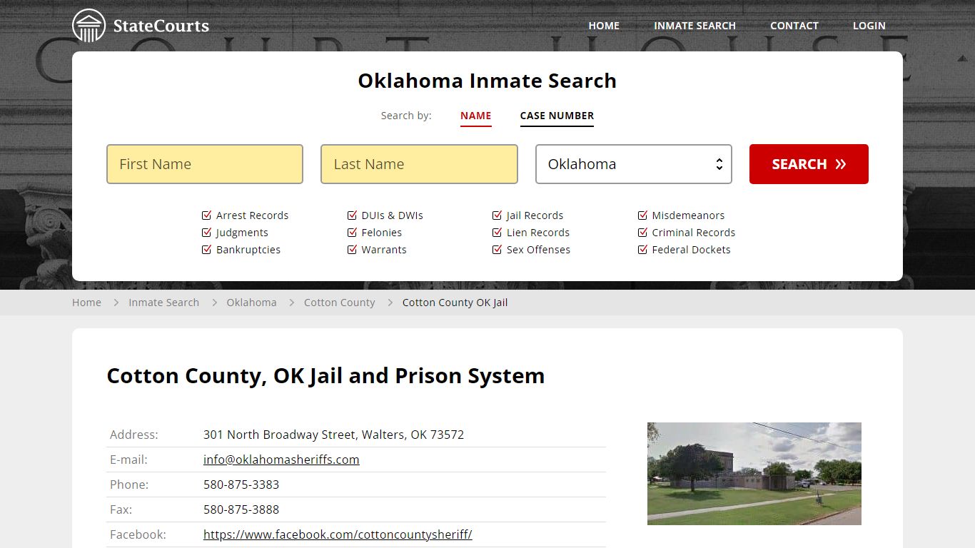 Cotton County OK Jail Inmate Records Search, Oklahoma - StateCourts
